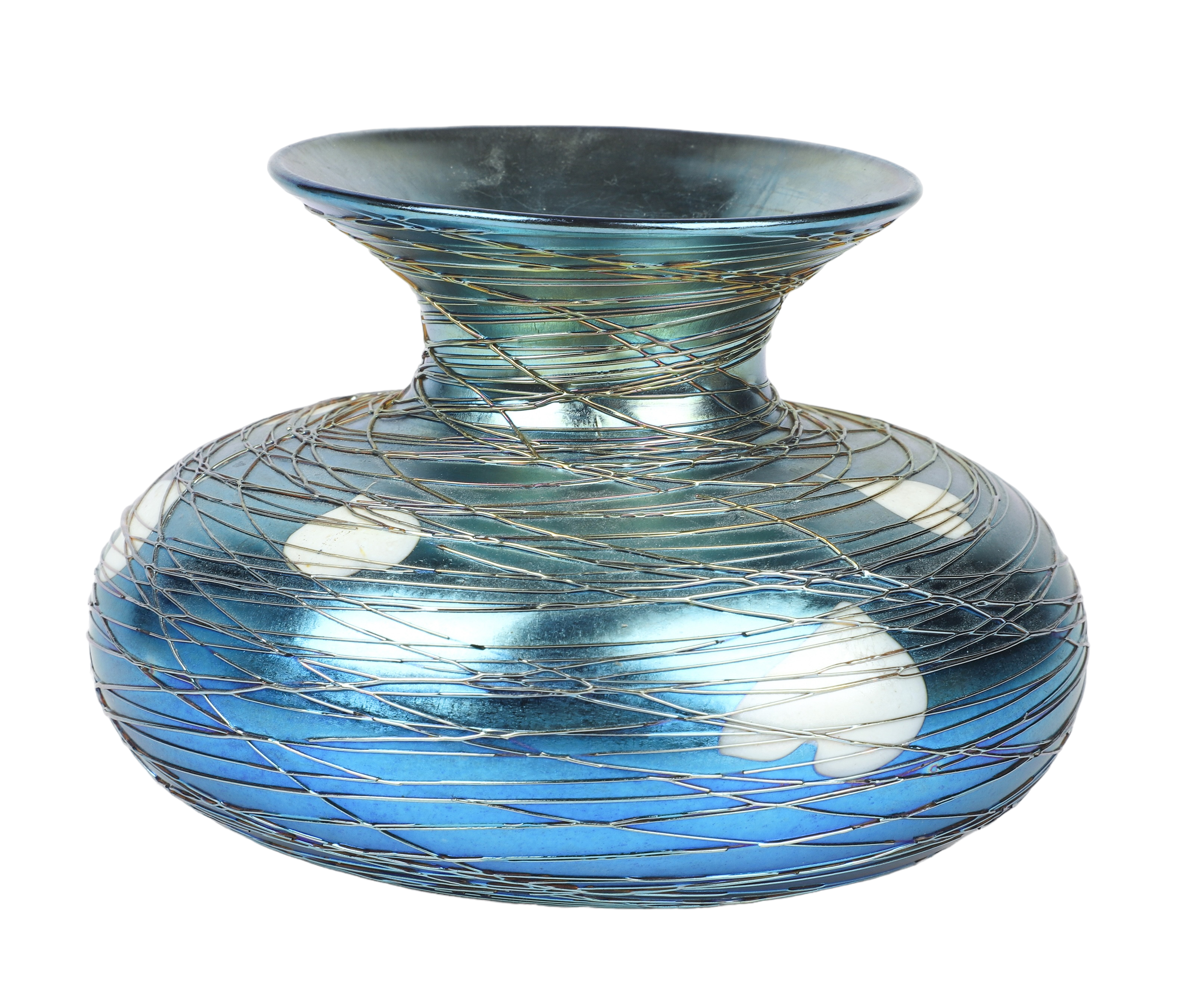 Lustre Art threaded art glass vase,