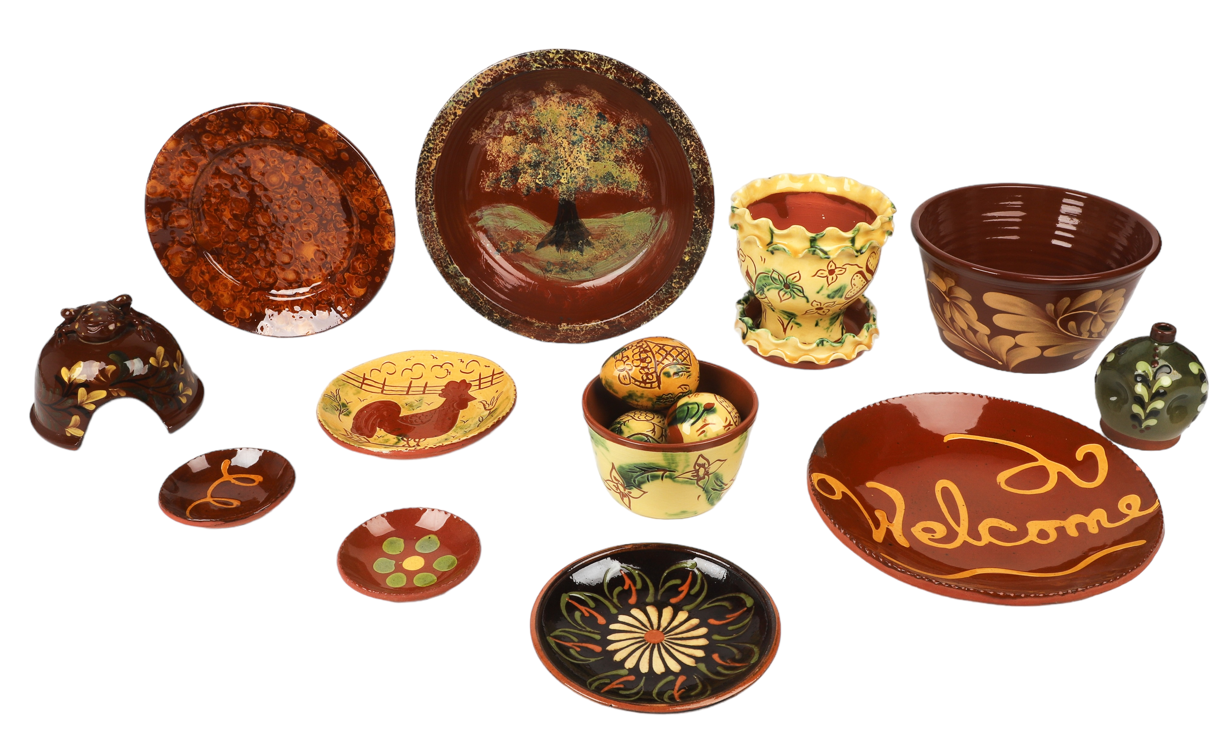  16 Pcs Sgraffito redware pottery 2e23a2