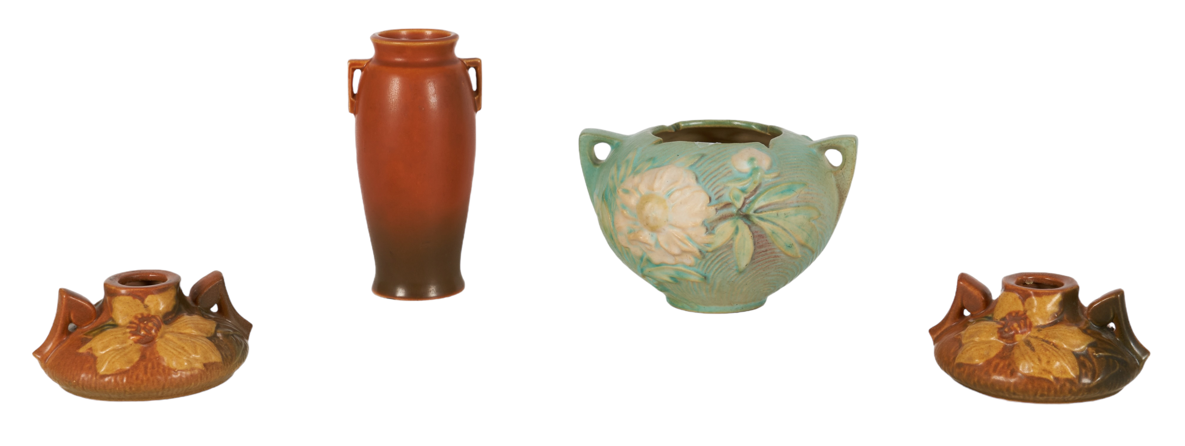 (4) Pcs Roseville pottery, c/o Peony