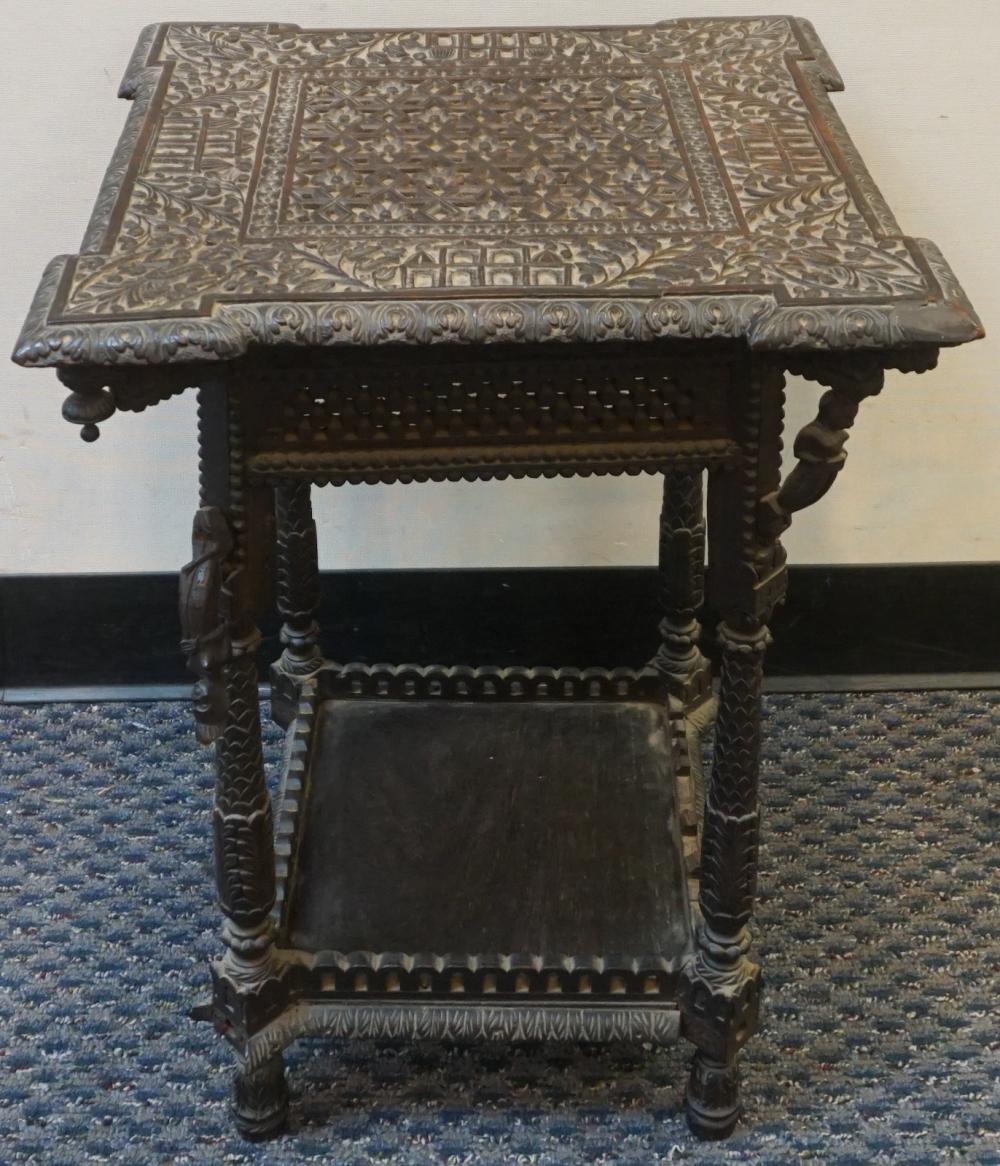 INDIAN CARVED HARDWOOD SIDE TABLE