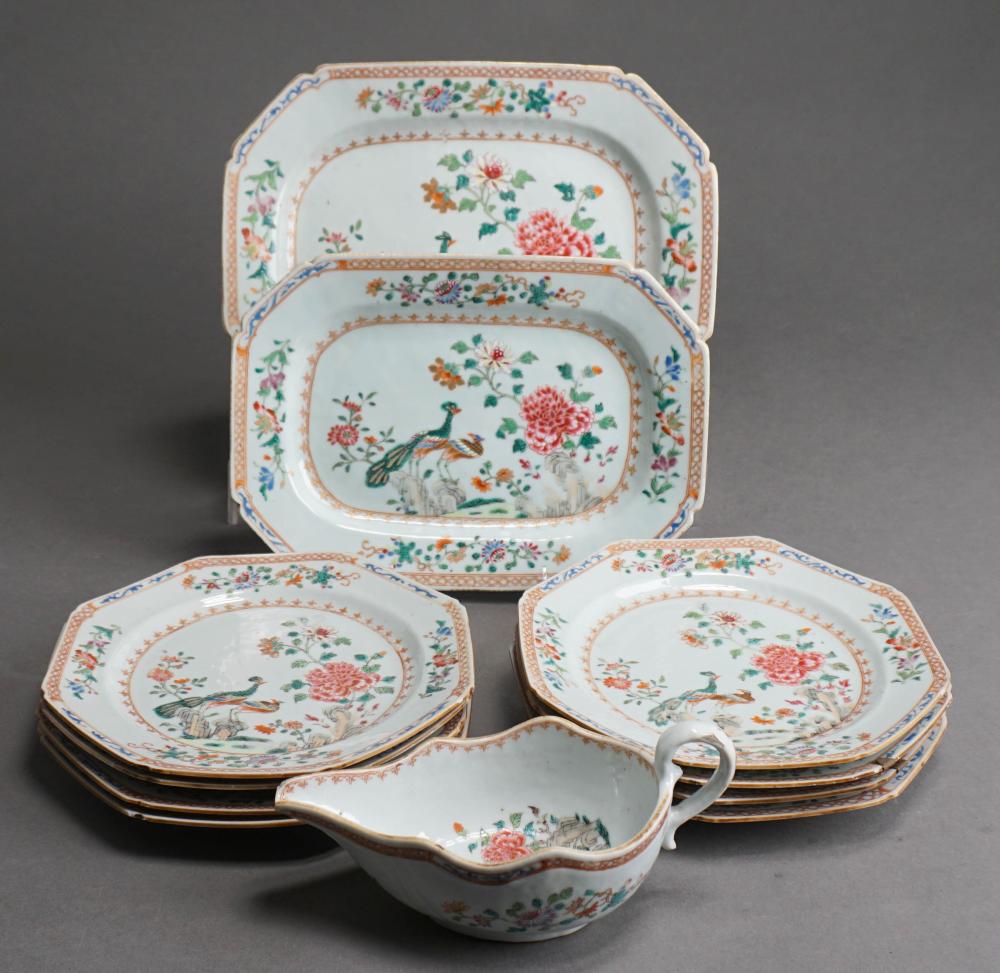 SET OF EIGHT CHINESE EXPORT PEACOCK  2e4ba8