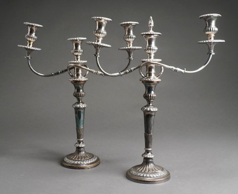 PAIR SHEFFIELD SILVERPLATE THREE LIGHT 2e4baf