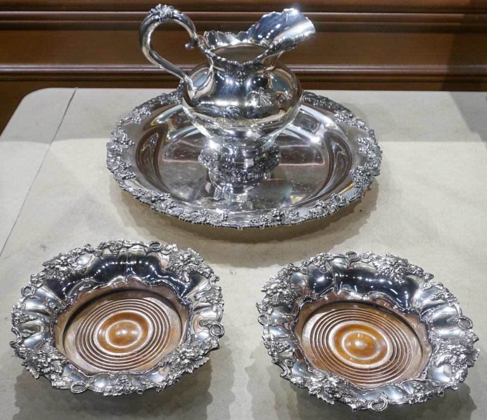 SILVERPLATE TRAY PITCHER AND TWO 2e4bd7