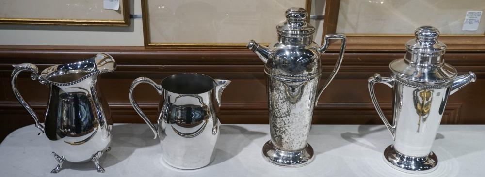 TWO SILVERPLATE MARTINI PITCHERS AND