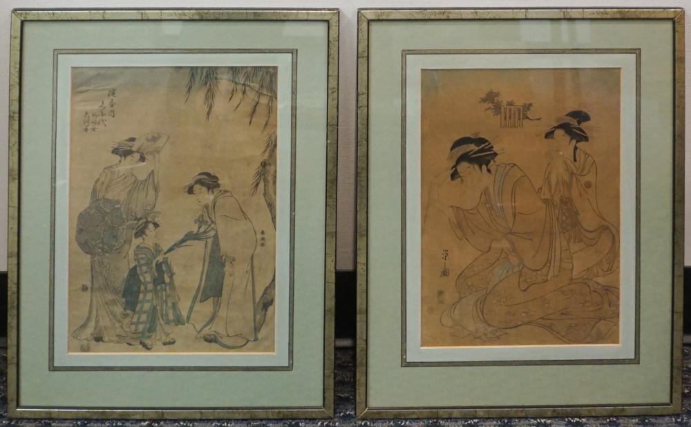 PAIR JAPANESE COLOR PRINTS FRAME 2e4c0e