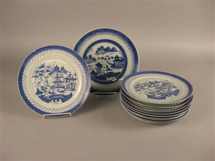 11 Canton Dinner Plates and One Shallow