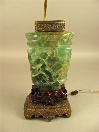 Jade quartz table lamp electrified  4a140