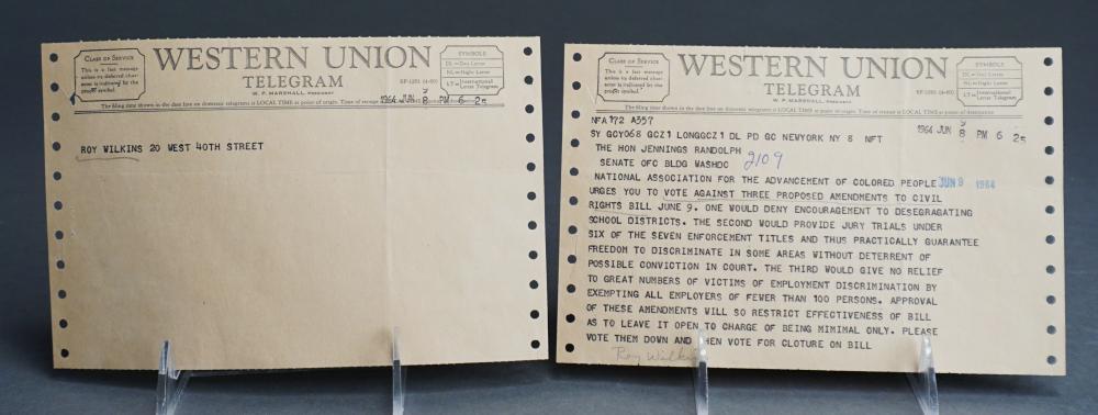 1964 WESTERN UNION TELEGRAM FROM
