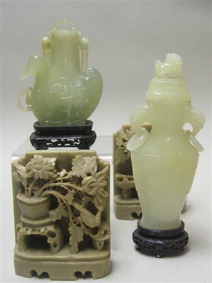 Two Chinese serpentine vases and 4a147