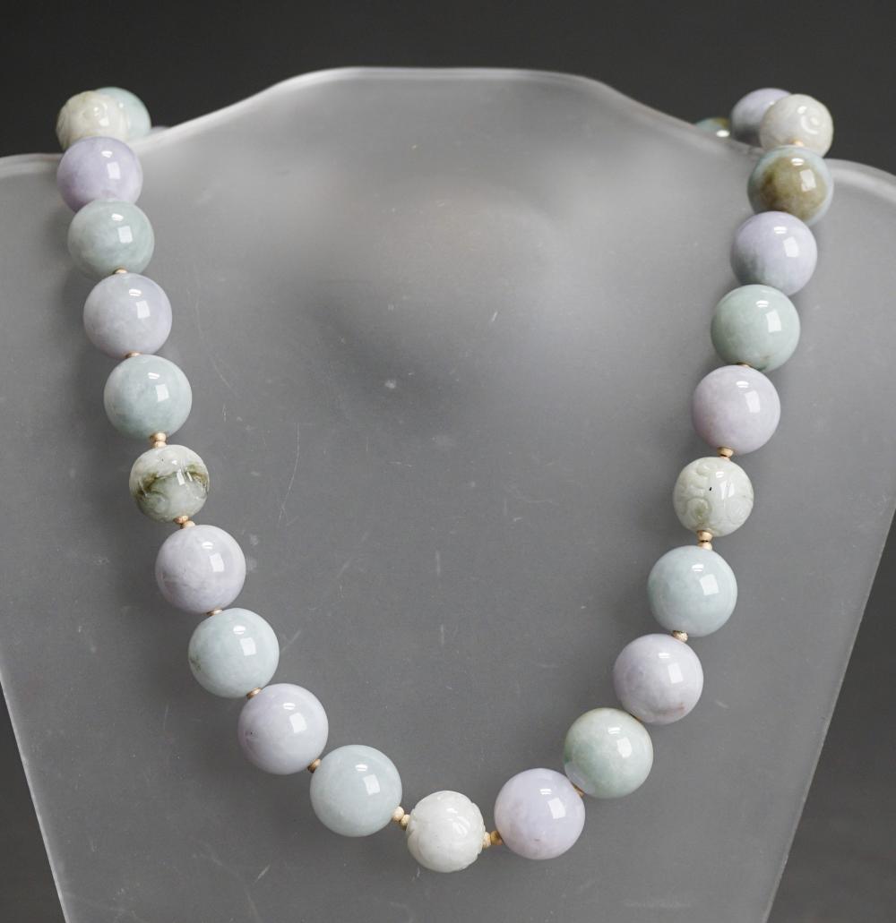 CHINESE CARVED AND BEADED JADE NECKLACE