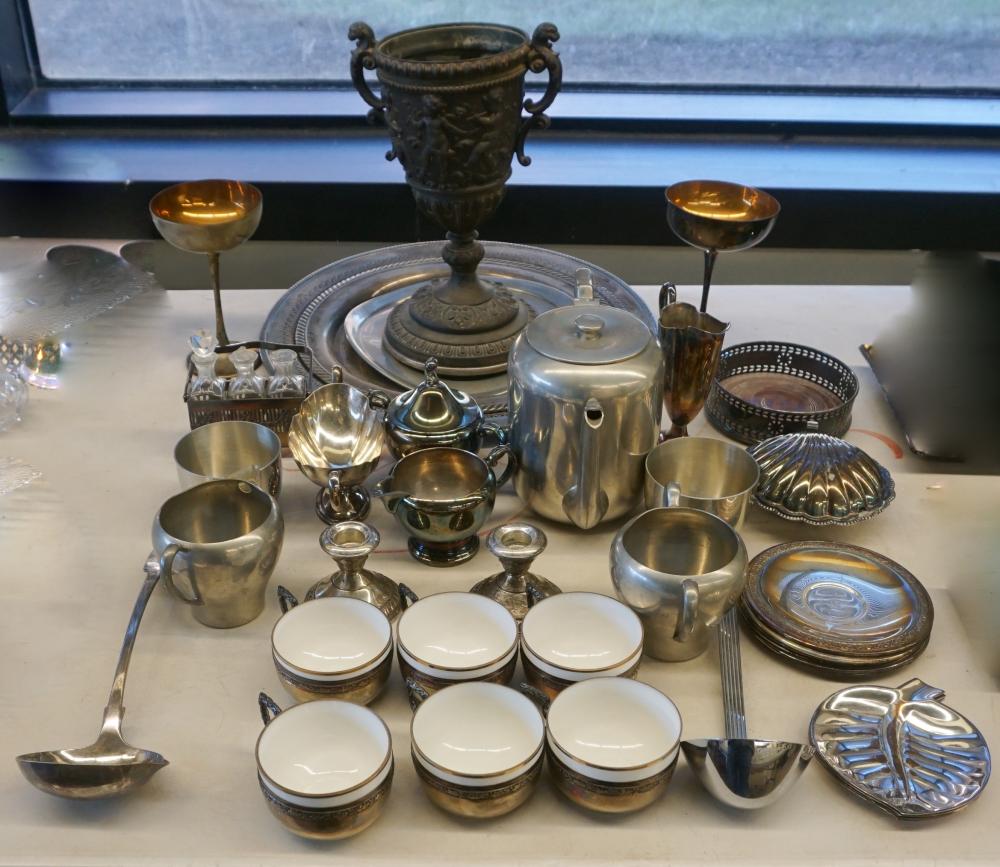 COLLECTION OF SILVERPLATE AND PEWTER