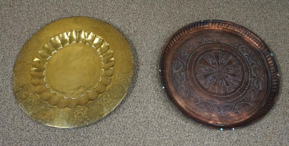 TWO INDIAN ROUND PLAQUES, ONE COPPER