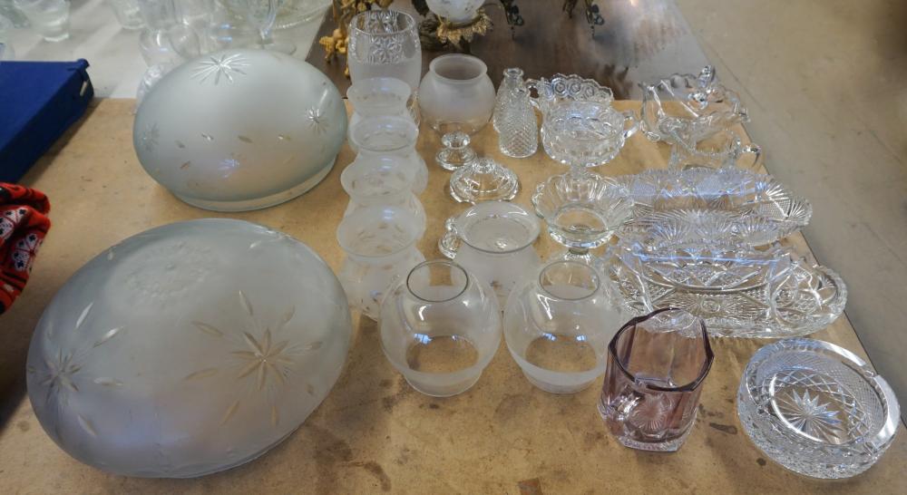 GROUP OF CRYSTAL SHADES AND CRYSTAL