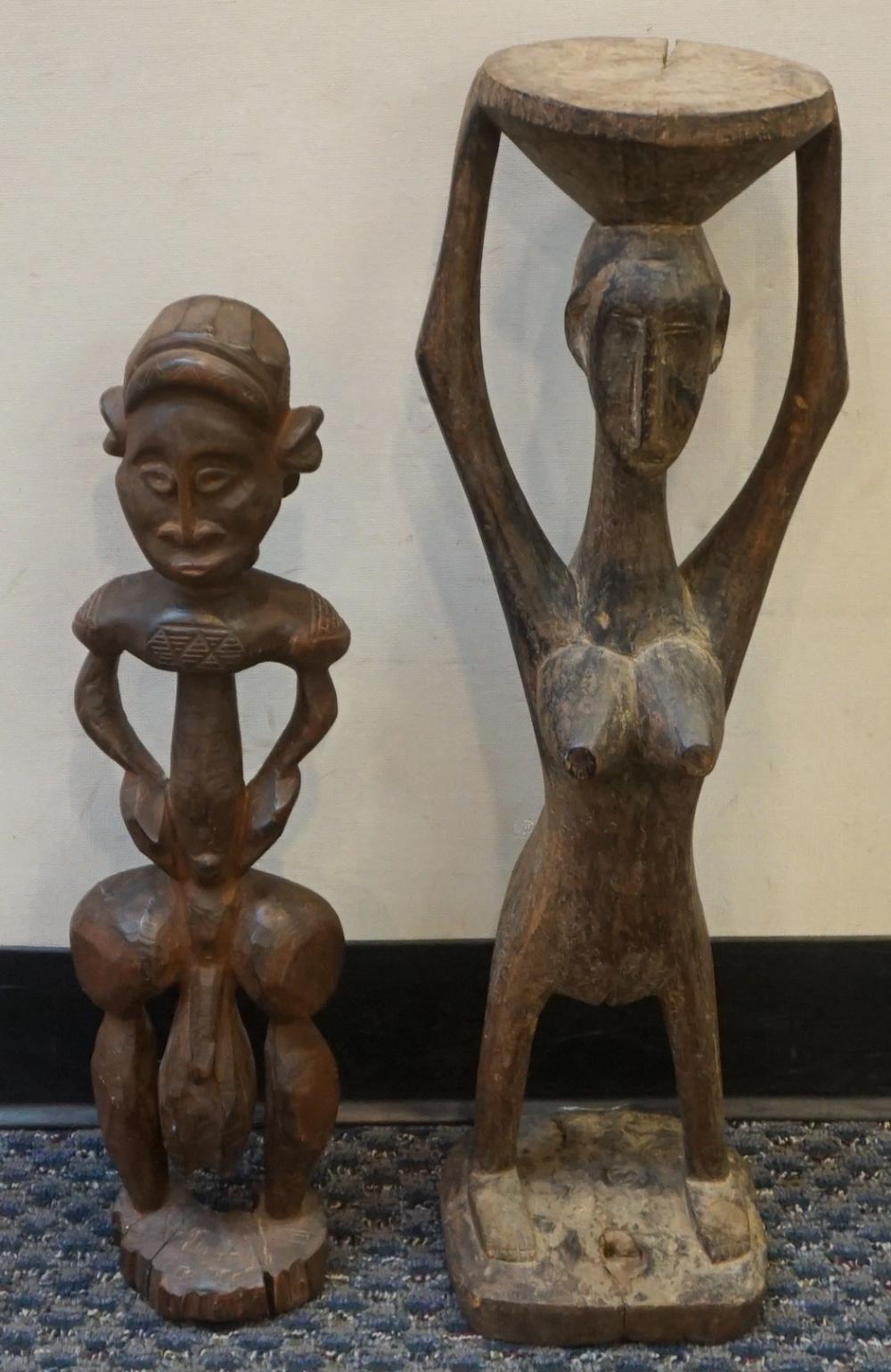 TWO AFRICAN CARVED WOOD FIGURES