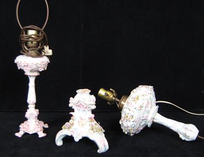 Two Dresden style porcelain lamps  