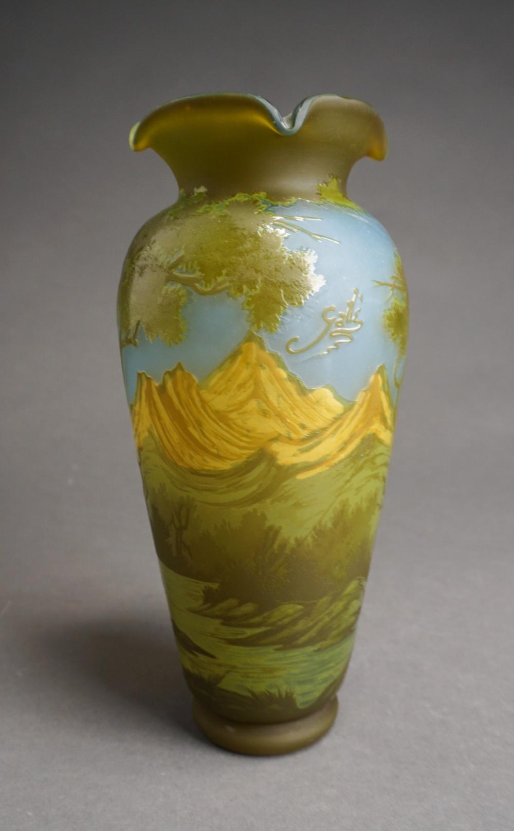 GALLE STYLE CAMEO VASE, H: 11 1/2