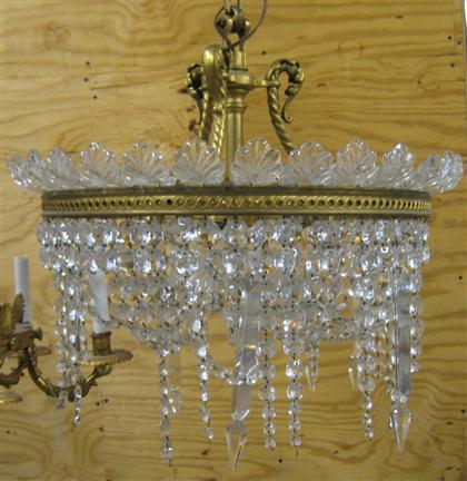 Crystal and brass circular chandelier