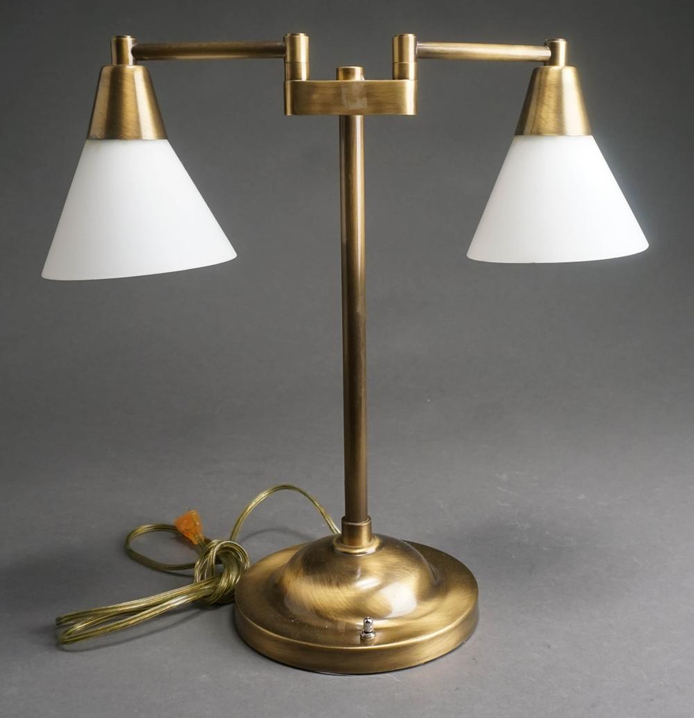 CONTEMPORARY BRONZE TWO-LIGHT TABLE