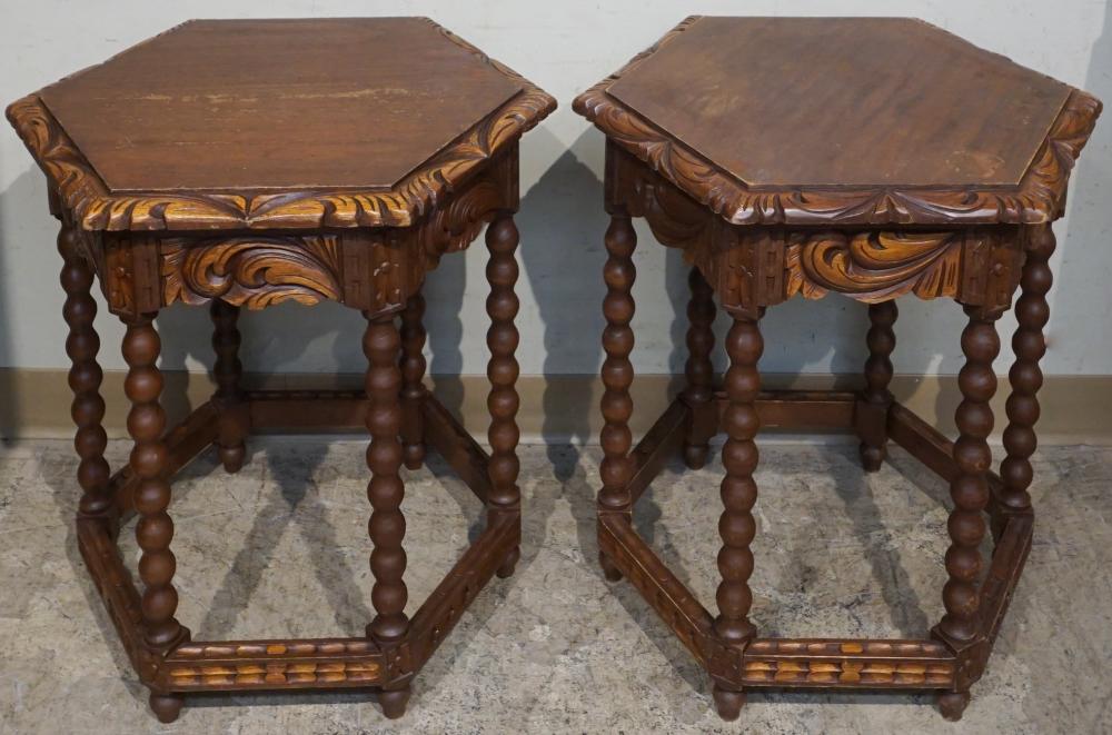 PAIR JACOBIAN STYLE FRUITWOOD HEXAGONAL 2e4ef5