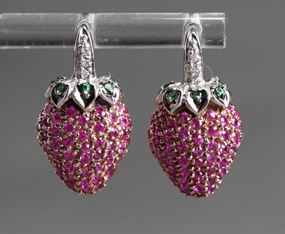 PAIR OF 14 KARAT WHITE GOLD RUBY  2e4f30