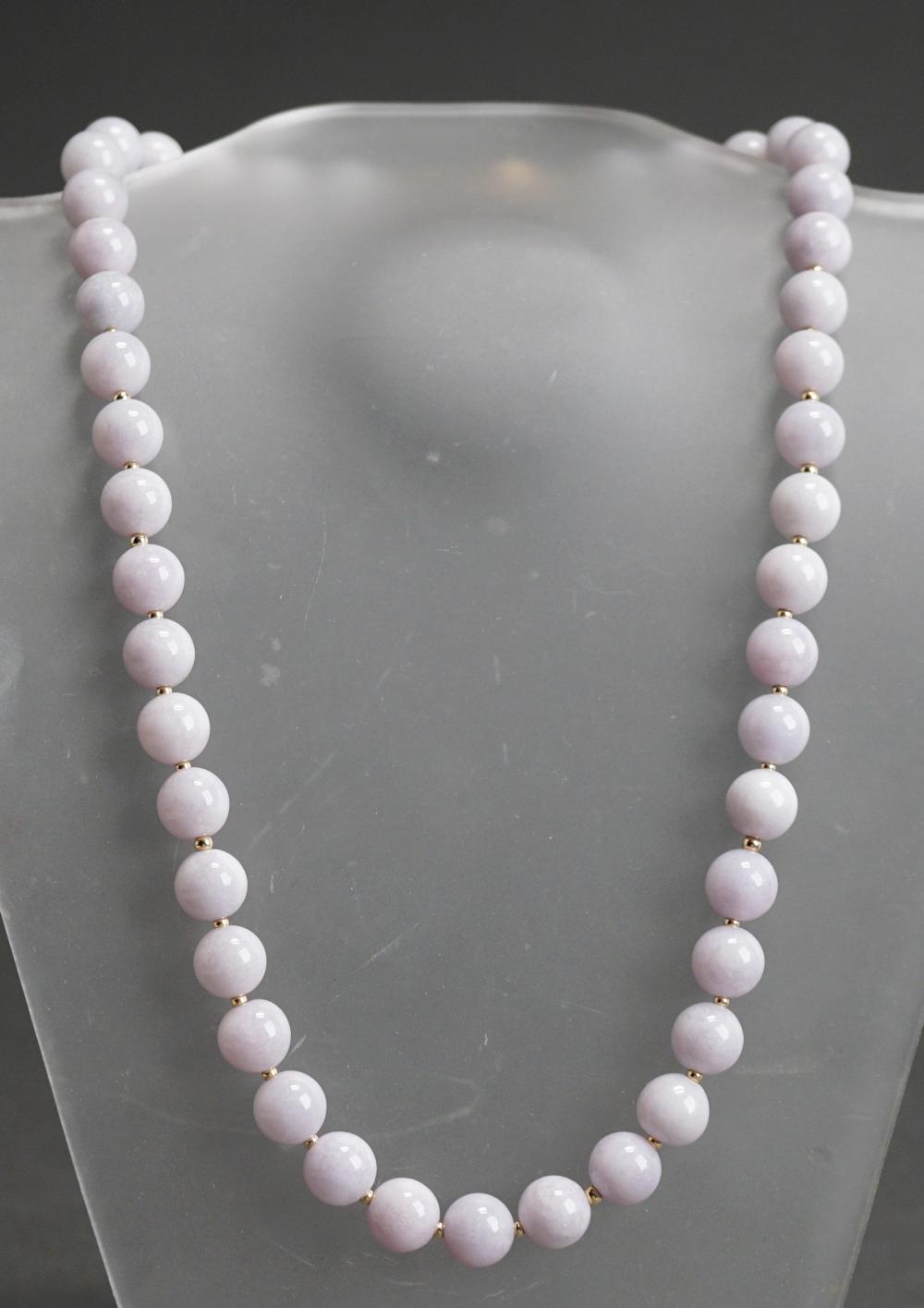 LAVENDER JADE BEAD NECKLACE L: