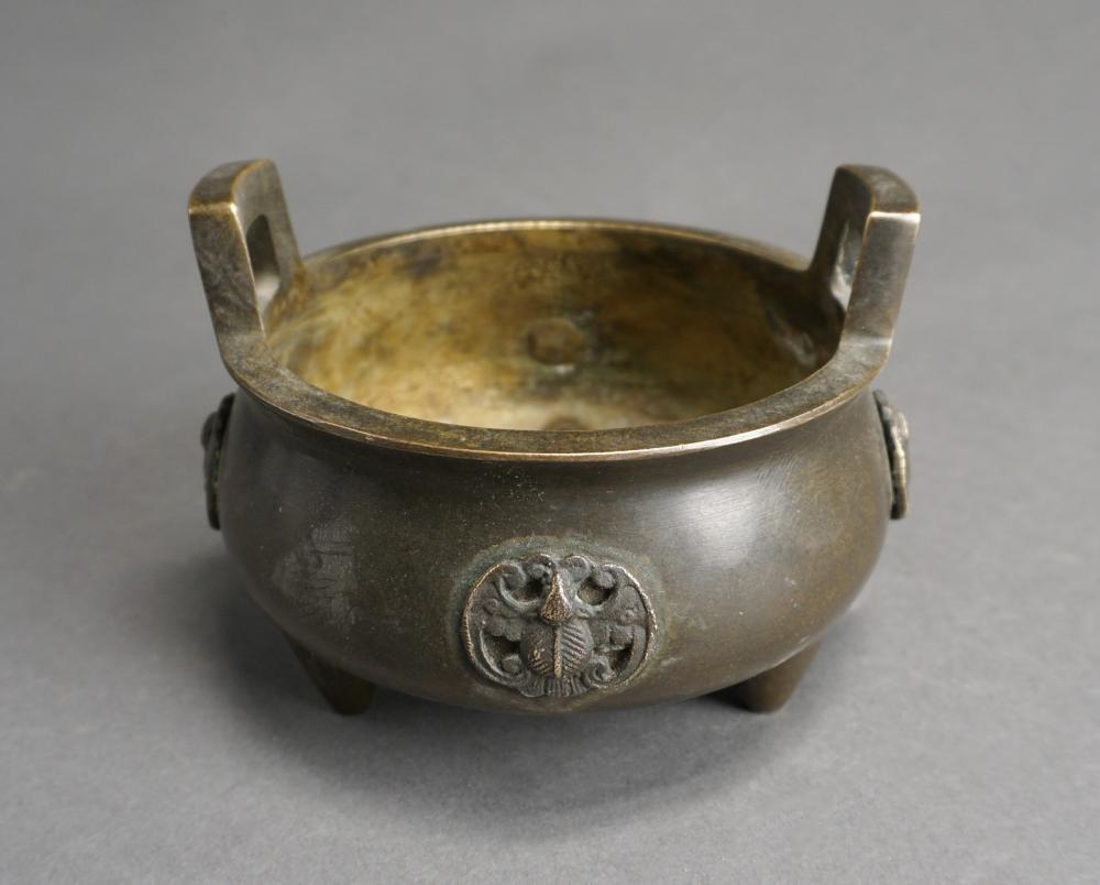 CHINESE BRONZE FOOTED CENSER, H: