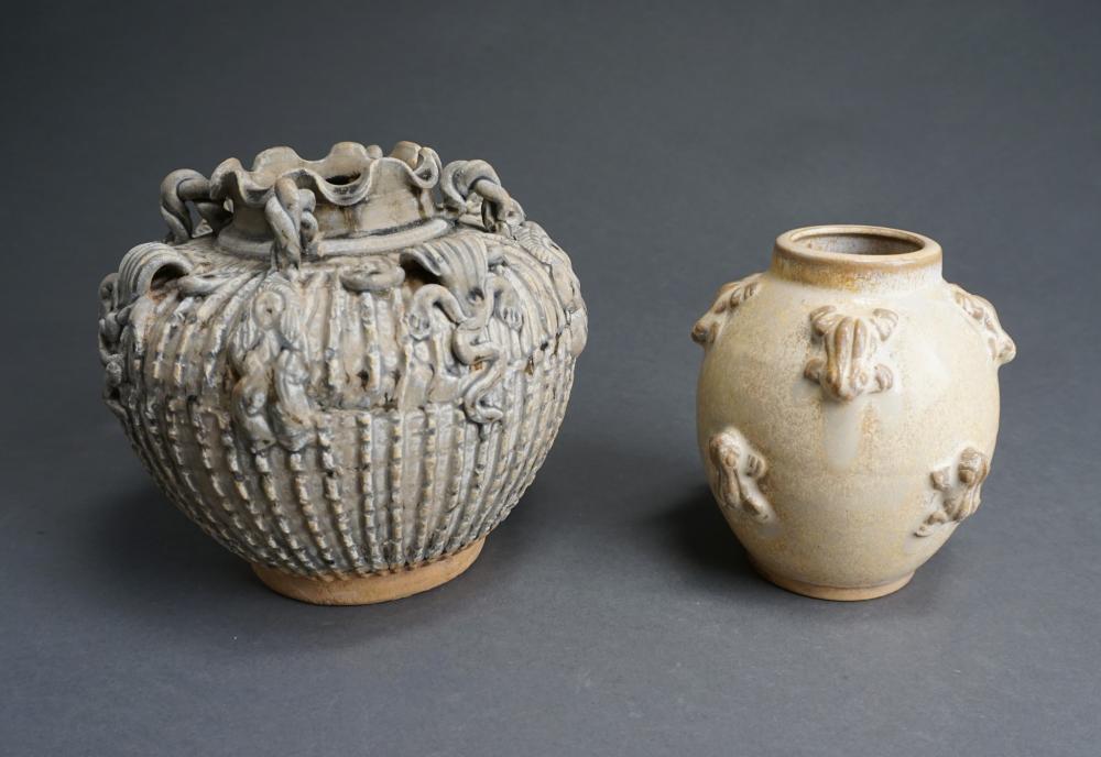 TWO CHINESE STYLE GLAZED POTTERY