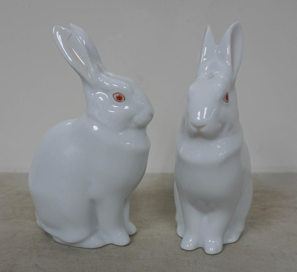 PAIR OF HEREND PORCELAIN RABBITS