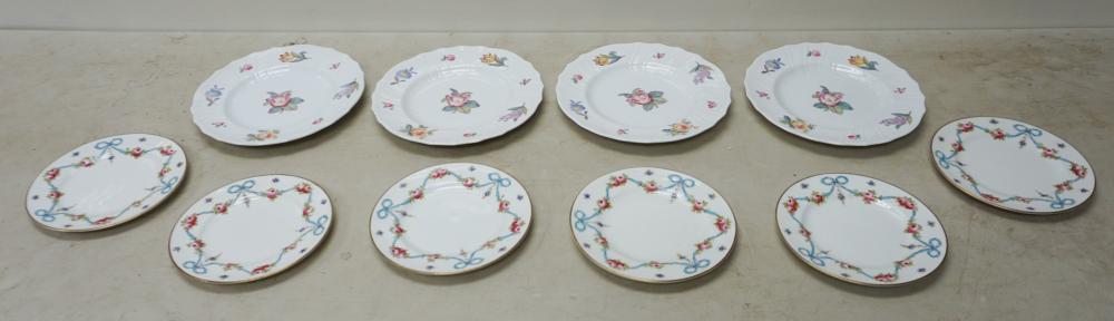 FOUR SPODE FLORAL DECORATED LUNCHEON