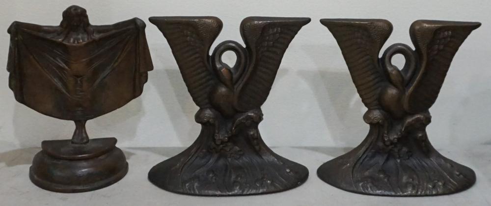 PAIR BRONZE SWAN FORM BOOKENDS 2e4ff4