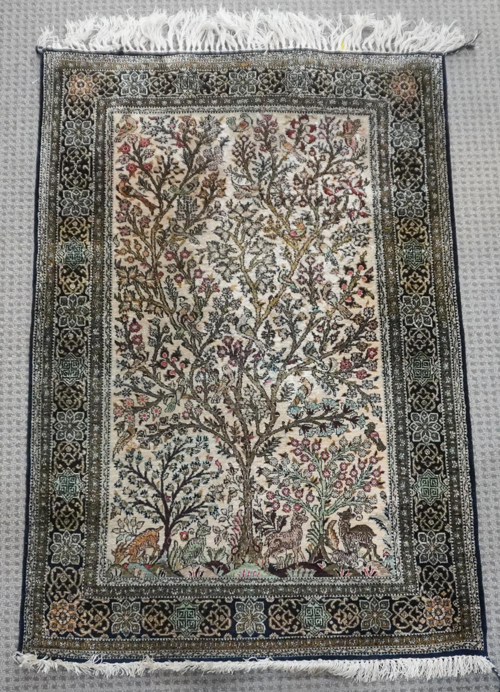 PARTIAL SILK TABRIZ RUG 4 FT 4 2e5079