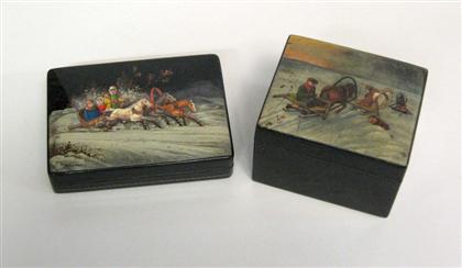 Two Russian lacquer boxes 20th 4a1a7