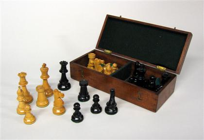 Fruitwood and ebonized wood chess 4a1ac