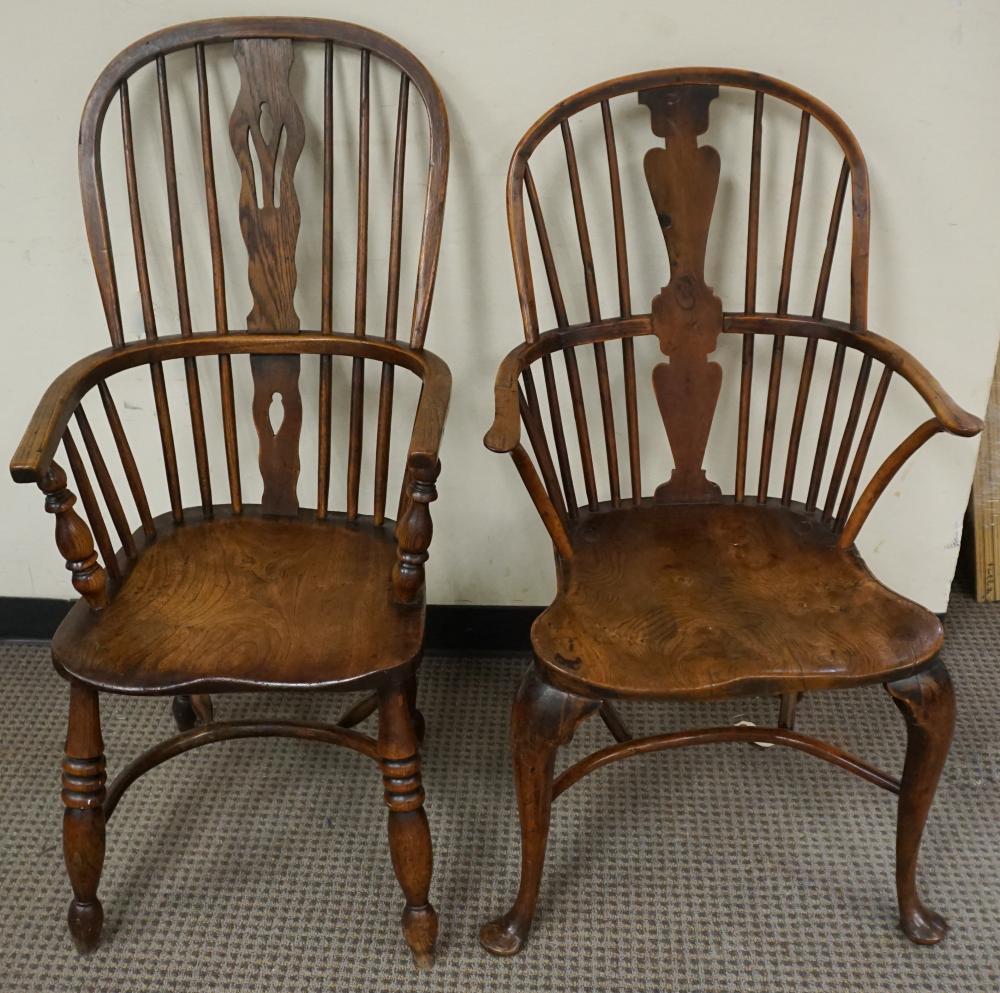 TWO ENGLISH YEW AND OAK ARMCHAIRSTwo