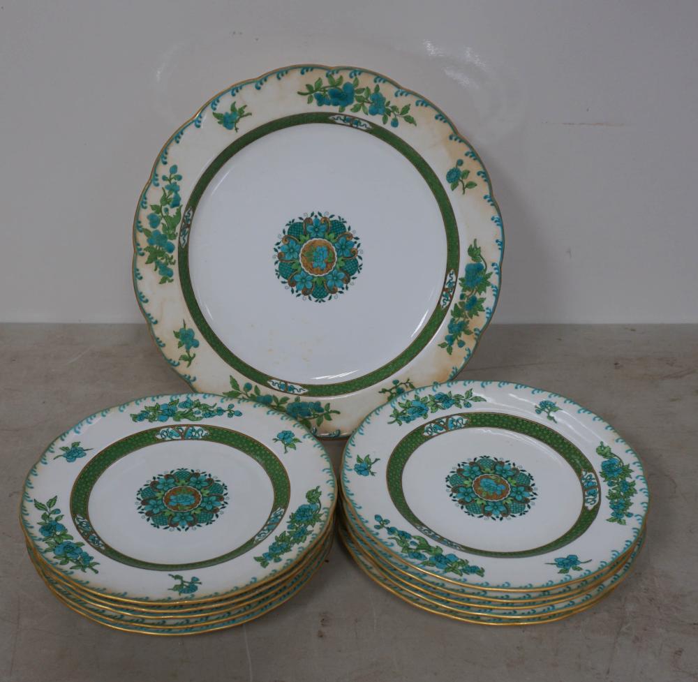 MINTON GREEN FLORAL ENAMEL DECORATED