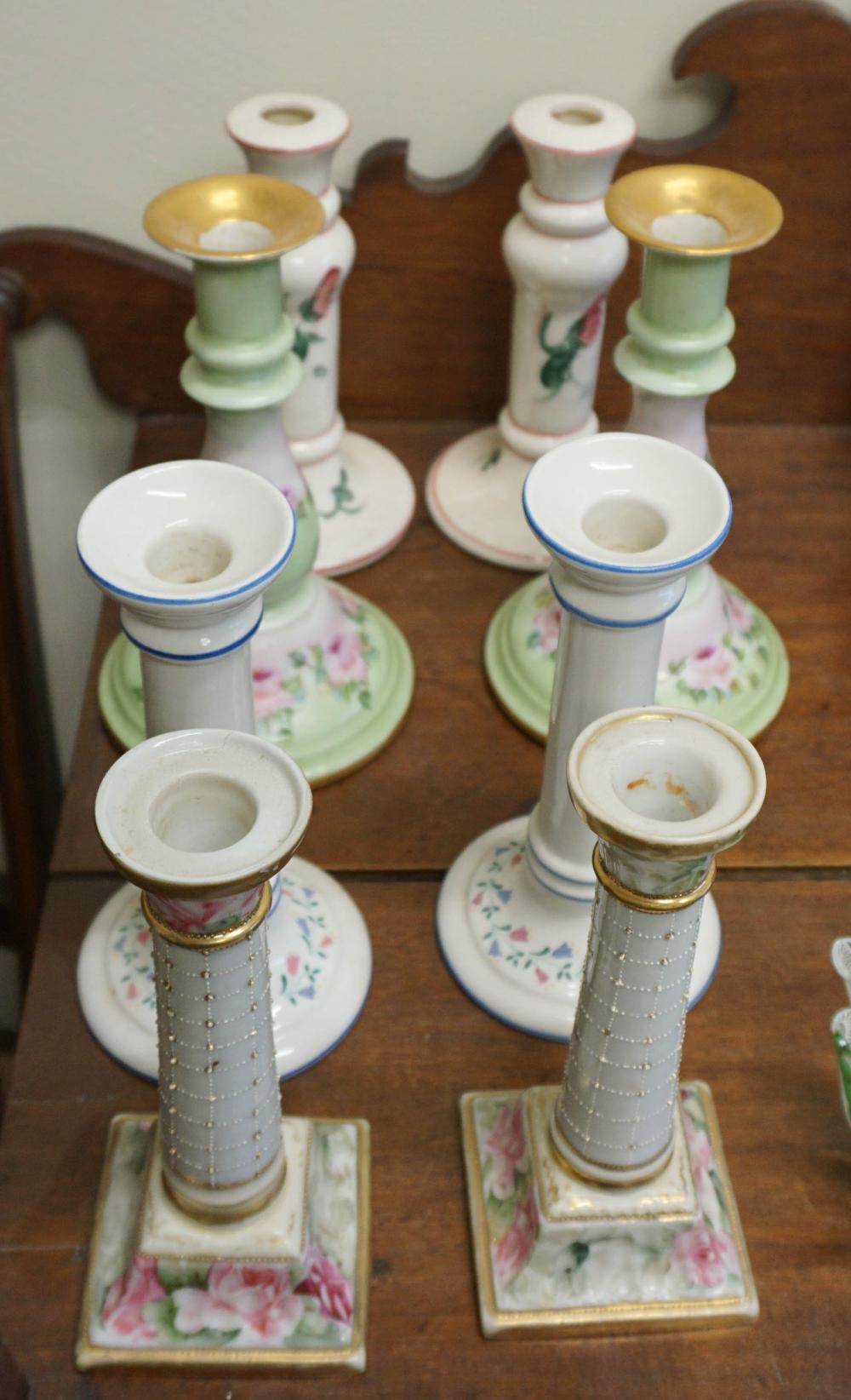 FOUR PAIRS OF PORCELAIN AND CERAMIC