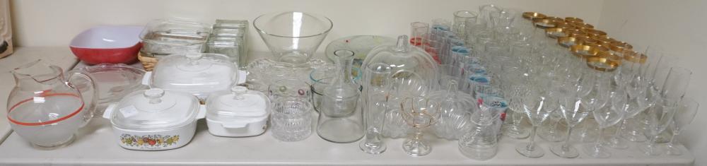 GROUP OF GLASS BARWARE, TABLE ARTICLES