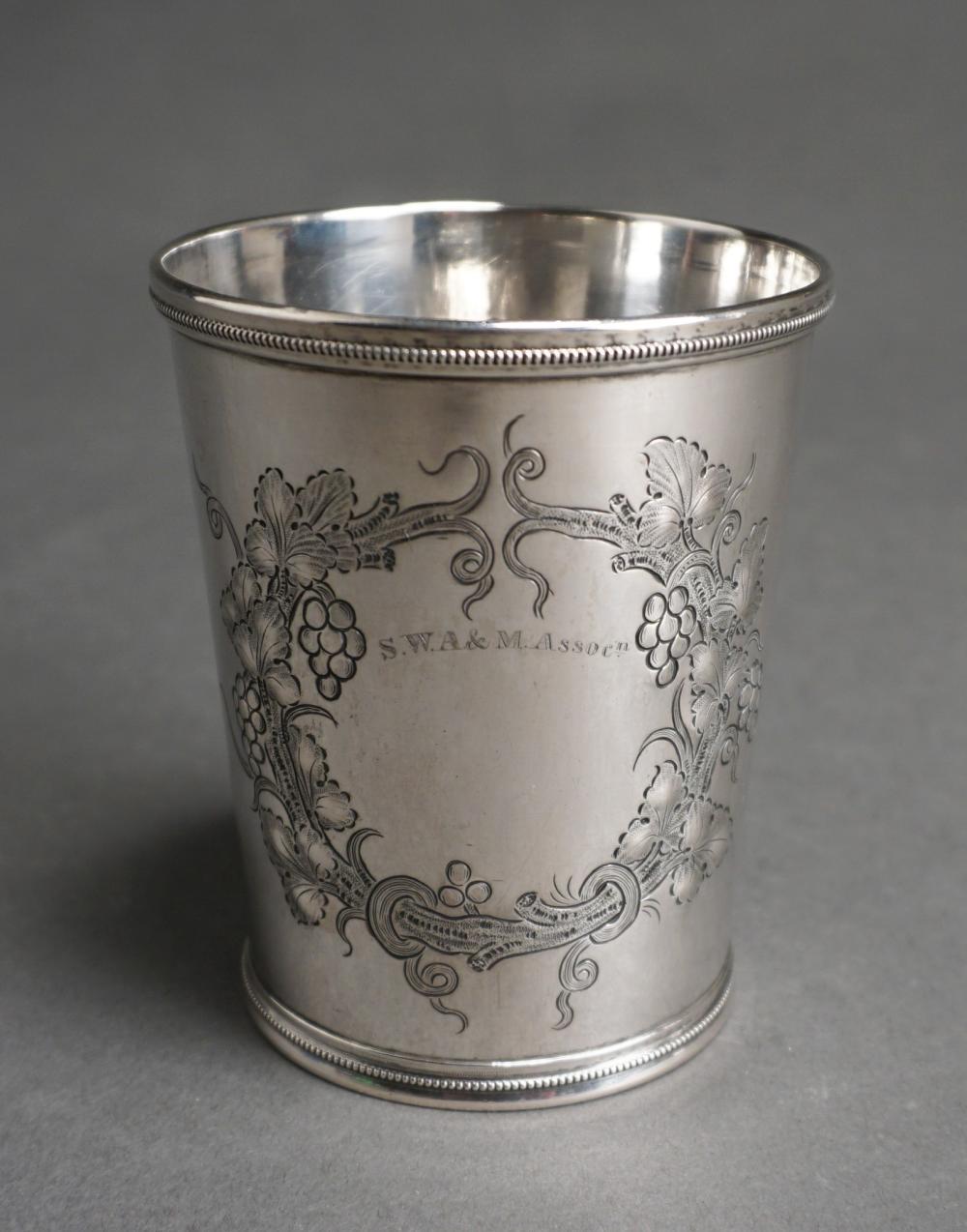 AMERICAN COIN SILVER TUMBLER, 4.8