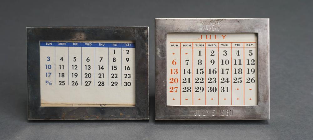 TWO STERLING SILVER CALENDAR FRAMES  2e51da