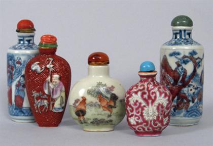 Five Chinese porcelain snuff bottles 4a1cd