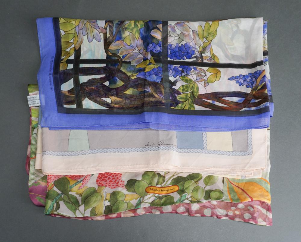 GROUP OF THREE SILK SCARVES, INCLUDING