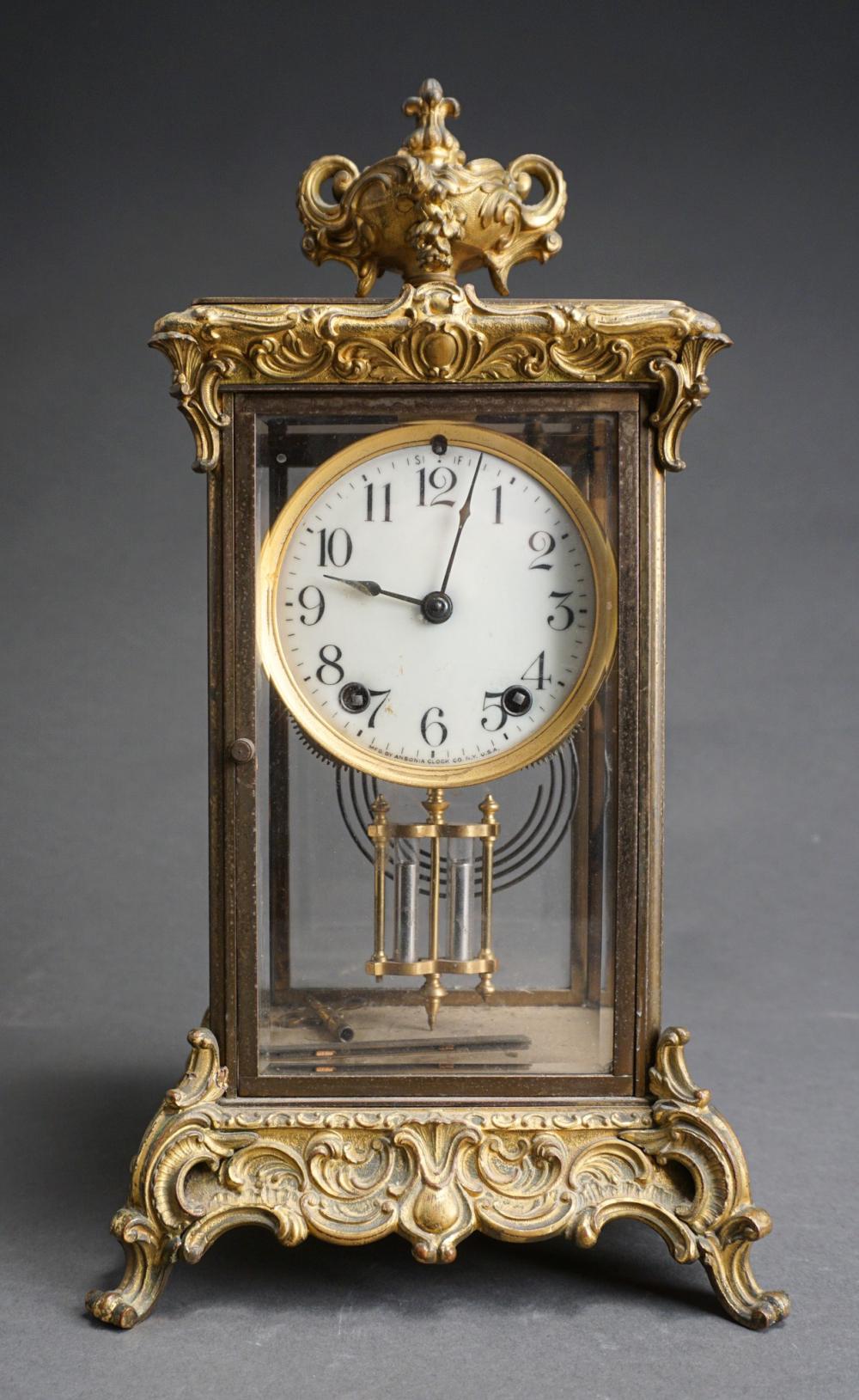 ANSONIA WATCH CO GILT METAL MANTLE CLOCK