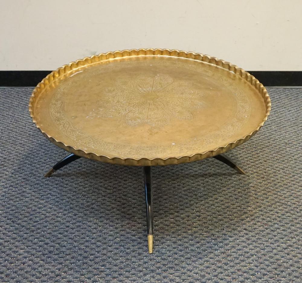 INDIAN ROUND CHASED BRASS TRAY