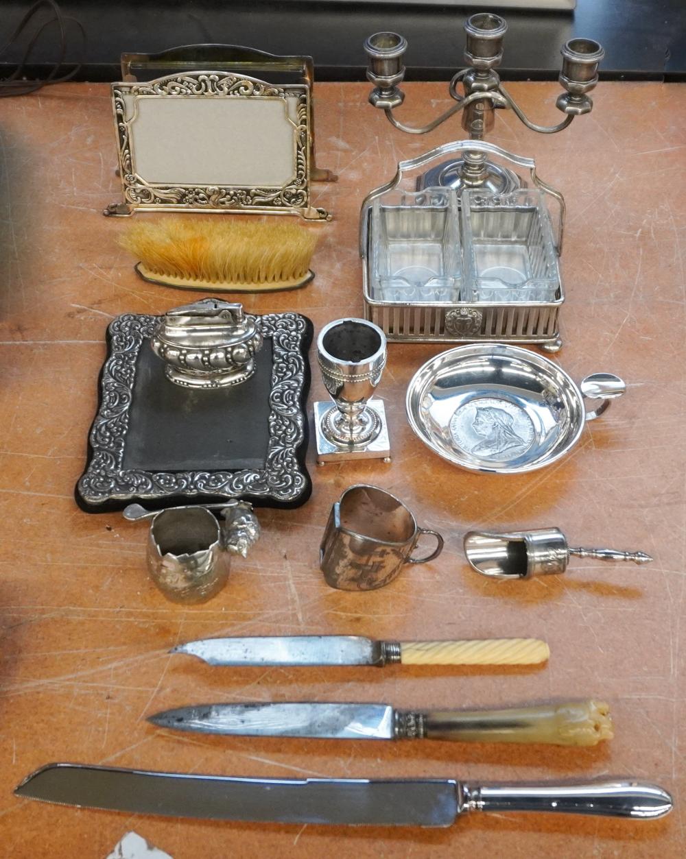 COLLECTION OF SILVERPLATE TABLE