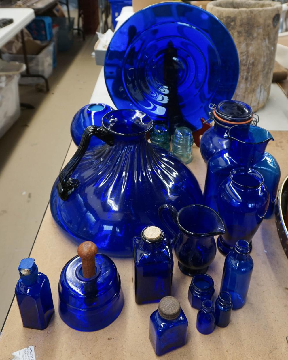 GROUP OF ASSORTED COBALT GLASS