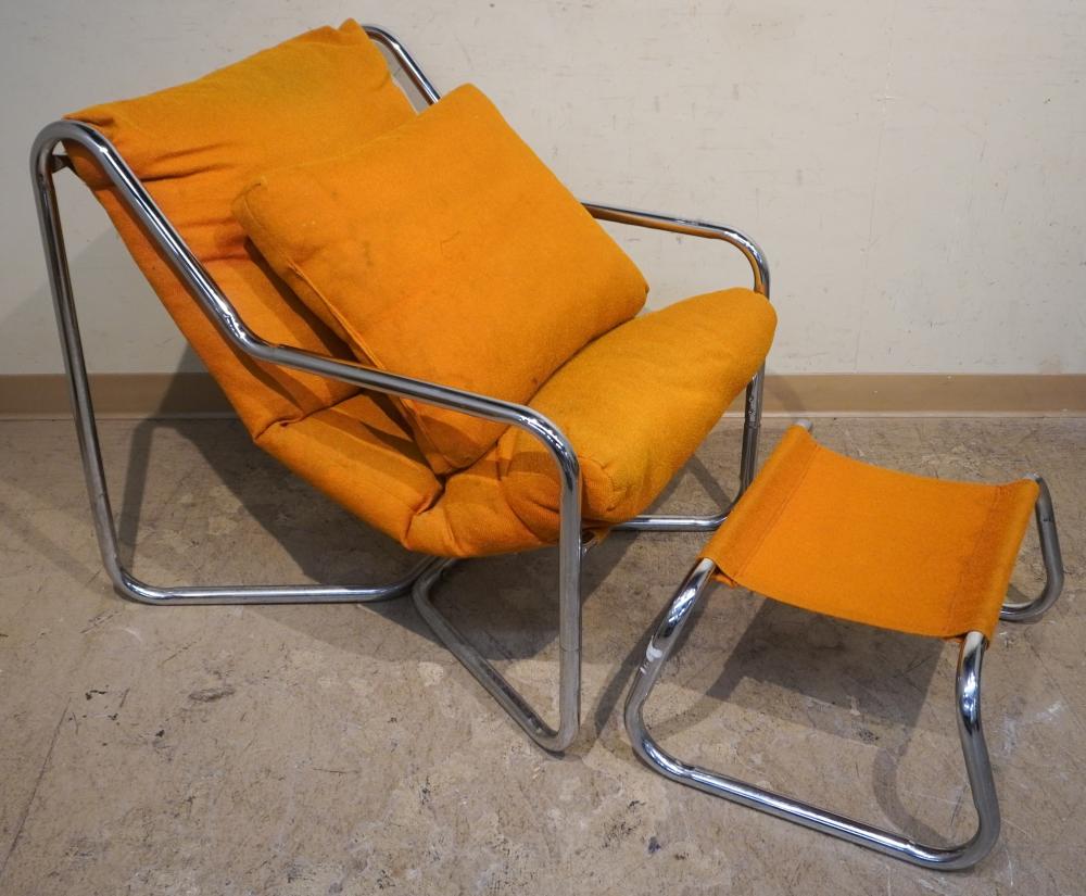 MID CENTURY MODERN CHROME UPHOLSTERED 2e532e