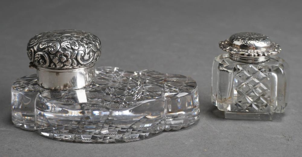 TWO ENGLISH STERLING SILVER MOUNTED