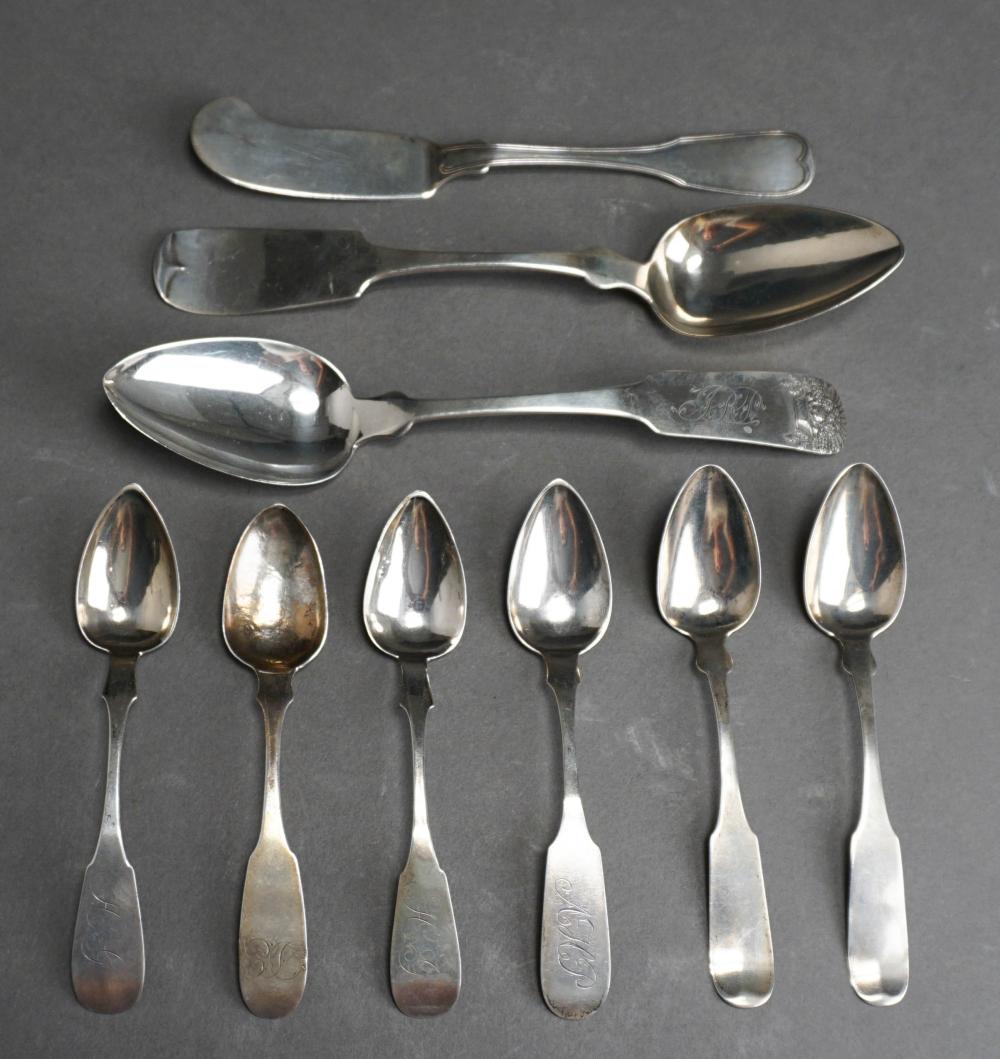 NINE AMERICAN COIN SILVER SPOONS,