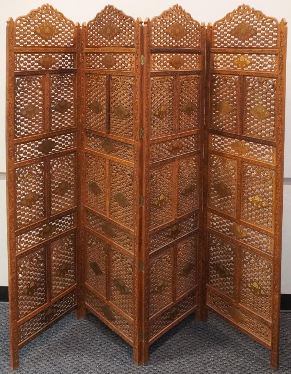 INDIAN PIERCED TEAK FOUR FOLD FLOOR 2e5457