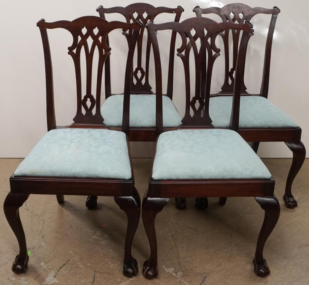 SET OF FOUR CHIPPENDALE STYLE MAHOGANY